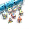 Kaleidoscope Festive Luminary Dice with Blue Numbers 7+1 Dice Set 16mm (5/8in) Limited Edition Lab Dice Chessex view 1