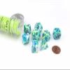 Garden Festive Luminary Dice with Blue Numbers 7+1 Dice Set 16mm (5/8in) Limited Edition Lab Dice Chessex view 1