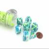 Garden Festive Luminary Dice with Blue Numbers 7+1 Dice Set 16mm (5/8in) Limited Edition Lab Dice Chessex view 2