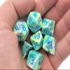 Garden Festive Luminary Dice with Blue Numbers 7+1 Dice Set 16mm (5/8in) Limited Edition Lab Dice Chessex view 3