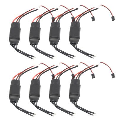 QWinOut 30A Two-Way Electric Speed Controller 2-4S Forward/Backward ESC Support Reversing Function for RC Car Boat Robot Model (30A 8pcs)