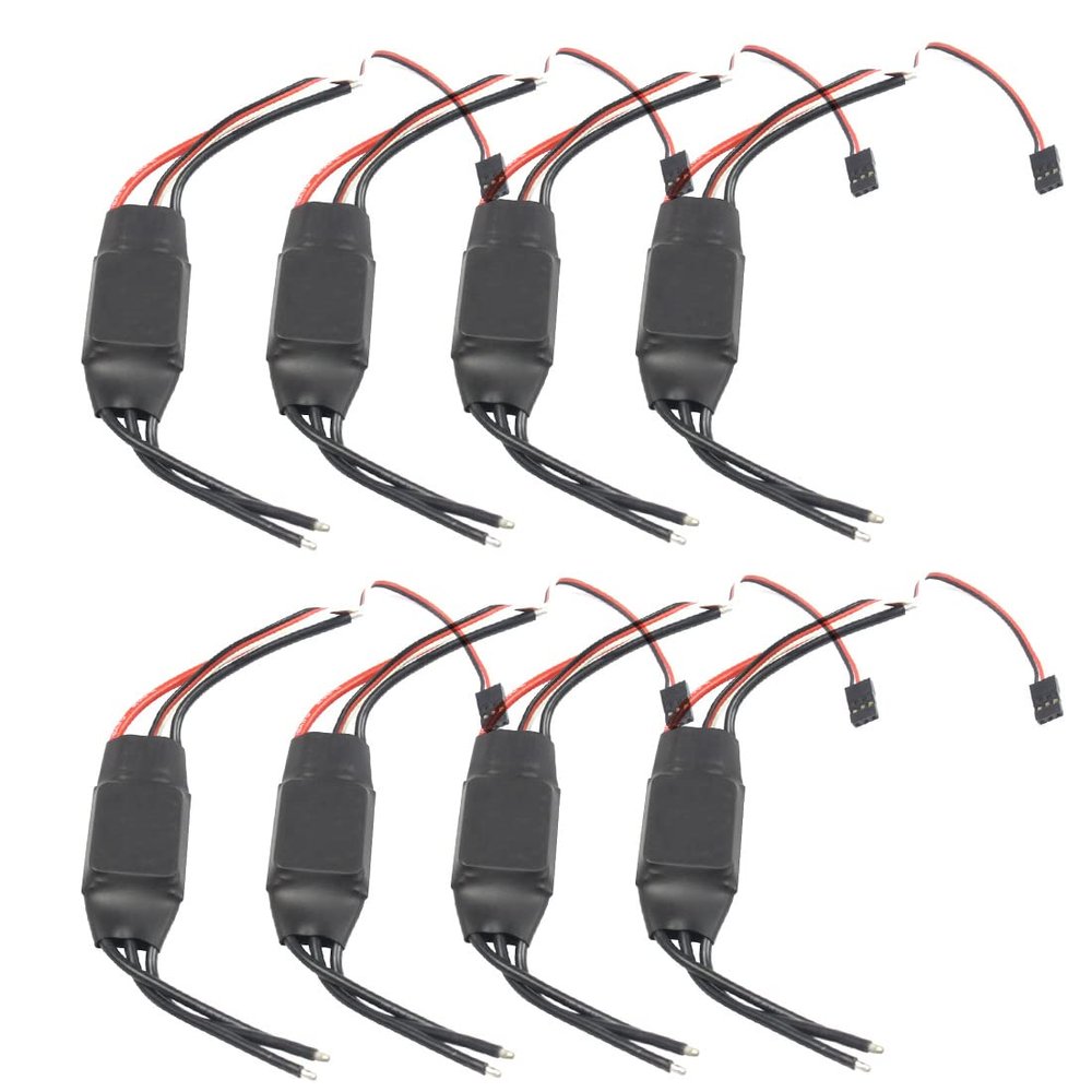 QWinOut 30A Two-Way Electric Speed Controller 2-4S Forward/Backward ESC Support Reversing Function for RC Car Boat Robot Model (30A 8pcs)