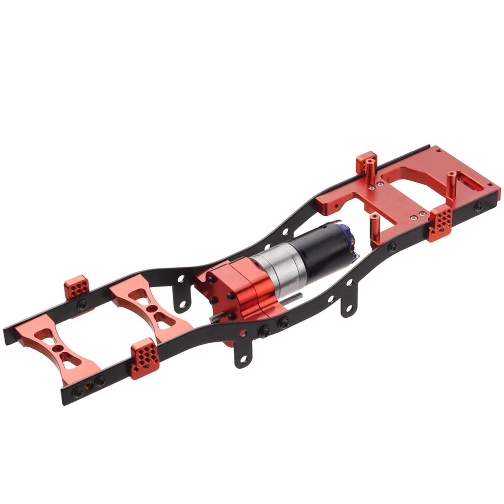 GoolRC RC Metal Chassis Frame for 1/16 WPL C14 C24 RC Military Truck (Red)
