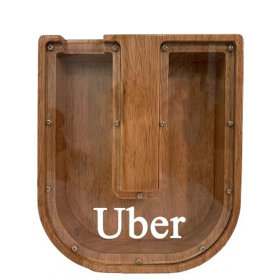 Personalized Large Wooden Kids Letter Piggy Bank Custom Name Coin Piggy Bank, (Laser Engraved Name) Wood Alphabet Letter Bank Money Box Birthday (U)