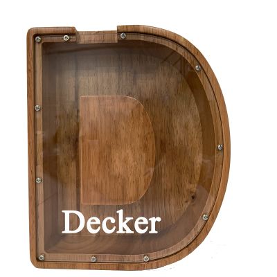Personalized Large Wooden Kids Letter Piggy Bank Custom Name Coin Piggy Bank, (Laser Engraved Name) Wood Alphabet Letter Bank Money Box Birthday (D)