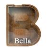 Personalized Large Wooden Kids Letter Piggy Bank Custom Name Coin Piggy Bank, (Laser Engraved Name) Wood Alphabet Letter Bank Money Box Birthday (B) view 1