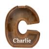 Personalized Large Wooden Kids Letter Piggy Bank Custom Name Coin Piggy Bank, (Laser Engraved Name) Wood Alphabet Letter Bank Money Box Birthday (C) view 1