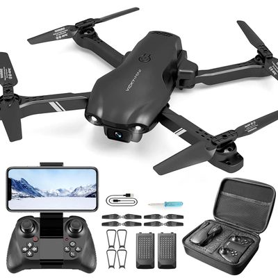 DRONEEYE 4DV13 Drone with 1080P HD FPV Camera for Kids Adults,Remote Control Helicopter Quadcopter for Beginners boy Toys Gift,Waypoint Functions,Altitude Hold, Gesture Selfie,3D Flips,2 Batteries,Black