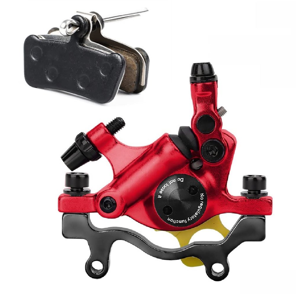 LYYCX Hydraulic Disc Brake, Disc Brake Group Front and Rear Line Pull Hydraulic Disc Brake, Additional Brake Pads are Spare (Color : Red, Size : One Rear Brake)