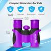 BlueCabi 8x21 Kids Binoculars  Compact, Durable and Lightweight with Magnification up to 8X  with Rubber Coating and Anti-Slip Texture  Includes Neck Strap, Wipe Cloth & Carry Case  Purple/Black view 2