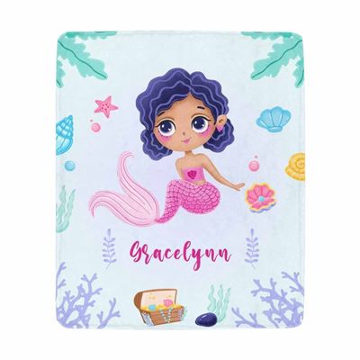 Artsadd Custom Blanket for Baby Boys Girls with Name Mermaid Personalized Blankets for Toddler Fuzzy and Fleece Soft Blanket Birthday Gifts for Kids 30"x40"
