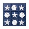 SOFFEE DESIGN Starfish Wooden Tic Tac Toe Decor Beach Ocean Style for Fun Room Decoration Sand Dollar & Starfish, Blue view 1