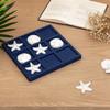 SOFFEE DESIGN Starfish Wooden Tic Tac Toe Decor Beach Ocean Style for Fun Room Decoration Sand Dollar & Starfish, Blue view 3