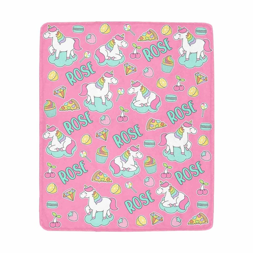Artsadd Custom Blanket for Baby Boys Girls with Name Unicorn Personalized Blankets for Toddler Fuzzy and Fleece Soft Blanket Birthday Gifts for Kids 50"x60"