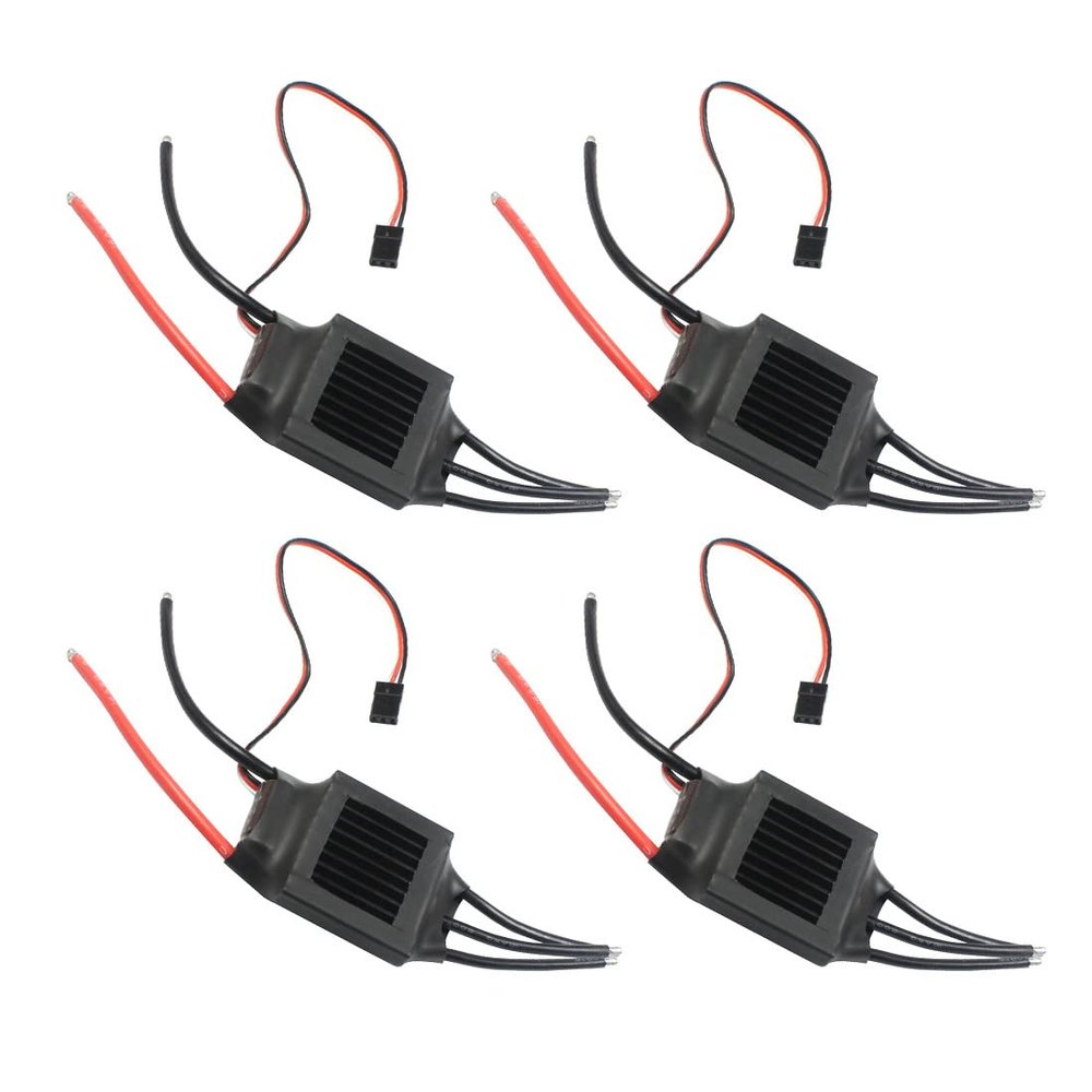 QWinOut ESC 50A Two-Way ESC 2-4S Forward/Backward Electric Speed Controller 7.4V - 11.1V for RC Robot Car Boat Model Product (50A 4pcs)