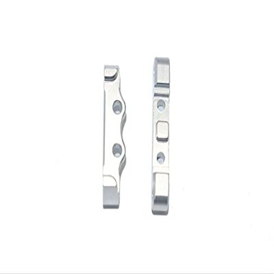 2Pc Upgrades Aluminum Rear Lower Suspension Arm Mount with 1/18 Mini-T 2.0 Stadium Truck Los01015 Rc Cars by GPM (Silver)