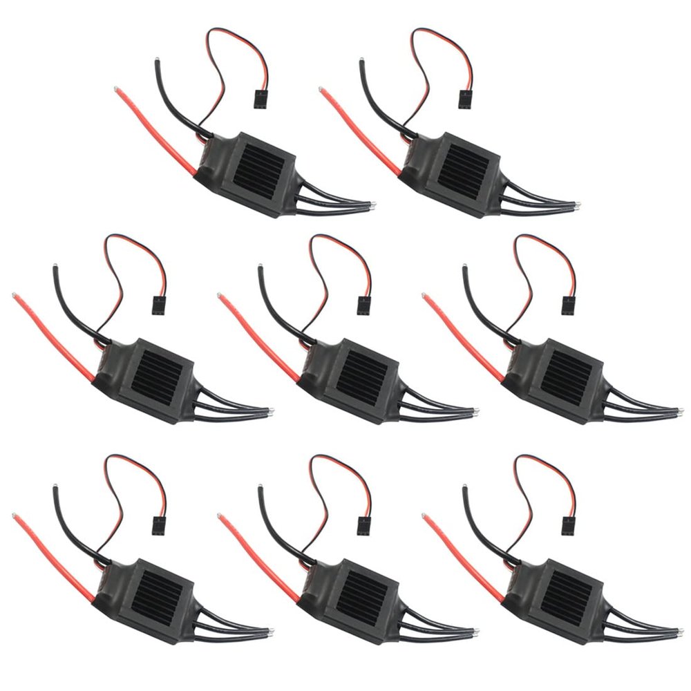 QWinOut ESC 50A Two-Way ESC 2-4S Forward/Backward Electric Speed Controller 7.4V - 11.1V for RC Robot Car Boat Model Product (50A 8pcs)