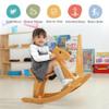 KRAND Wooden Rocking Horse Baby Ride On Toy for Toddler Rocking Horse Classic Design with Pedal and Safe backrest for Toddlers (Pink) view 2