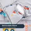 Wake In Cloud - Toddler Nap Mat with Pillow and Blanket, 100% Cotton Fabric, for Kids Boys Ages 3 Plus in Daycare Kindergarten Preschool, Cars Cranes Trucks, Gray, Standard view 4