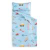 Wake In Cloud - Toddler Nap Mat with Pillow and Blanket, 100% Cotton Fabric, for Kids Boys Ages 3 Plus in Daycare Kindergarten Preschool, Cars Cranes Trucks, Blue, Standard view 1