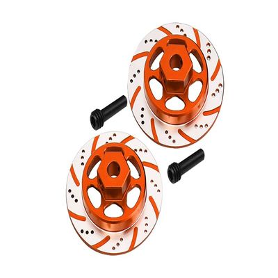 GPM for AXIAL 1/10 4WD RBX10 RYFT AXI03005 Aluminum HEX with Brake Disk (Silver Inlay Version) -4PC Set (Orange)