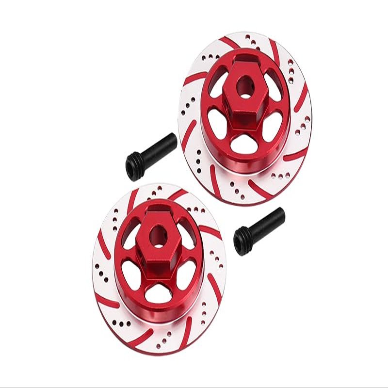 GPM for AXIAL 1/10 4WD RBX10 RYFT AXI03005 Aluminum HEX with Brake Disk (Silver Inlay Version) -4PC Set (red)