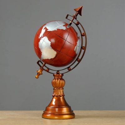 XBAOMING Decorative, Globe with Stand, 360Rotating Living Room Wine Cabinet Office TV Cabinet Desk Decoration,Red