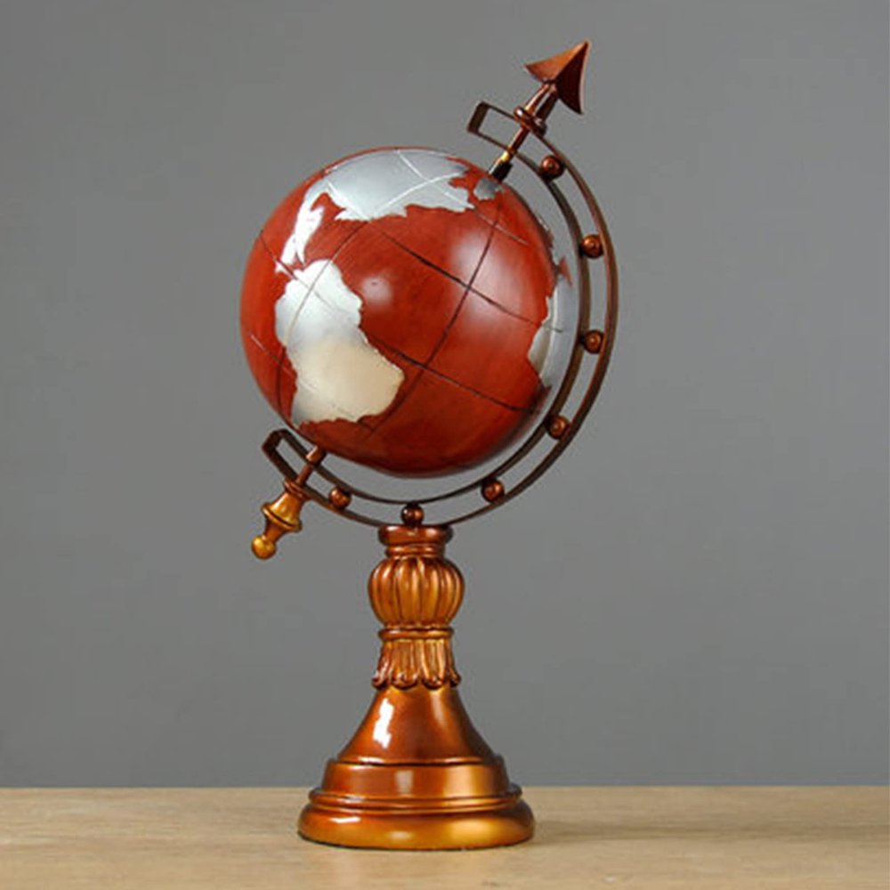 XBAOMING Decorative, Globe with Stand, 360Rotating Living Room Wine Cabinet Office TV Cabinet Desk Decoration,Red