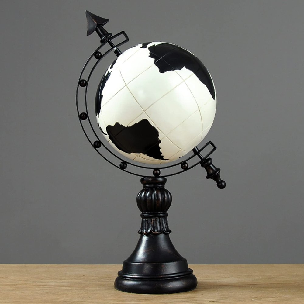 XBAOMING Decorative, Globe with Stand, 360Rotating Living Room Wine Cabinet Office TV Cabinet Desk Decoration,White