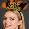 Soochat Happy New Year Feather Headband Tiara New Year Headband Hair Hoop Headdress for New Years Eve Party Supplies Favors view 4