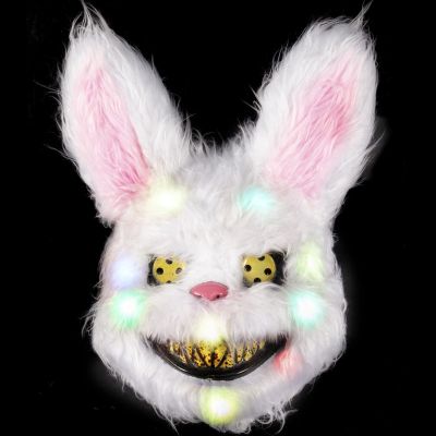 BESSEEK Halloween Scary Mask Bear Rabbit Bunny Mask, Bloody Plush Head Mask, Cosplay Costume Props Halloween Party Red Brown Black (Bloody Mouth)