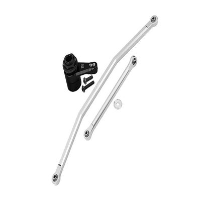 Axial 1/10 RBX10 Ryft 4WD Rock Bouncer AXI03005 Upgrade Parts Aluminum Front Steering Tie Rods + Aluminum 7075 25T Servo Horn With Built-In Spring (2 Positioning Holes) - 6Pc Set Silver