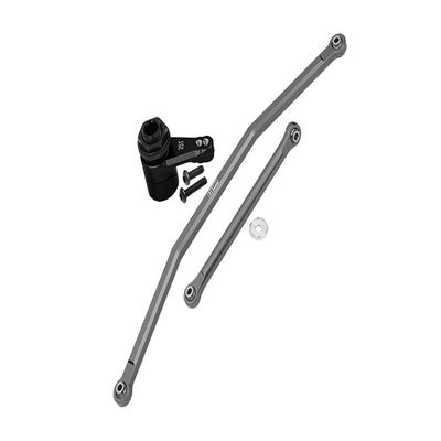 Axial 1/10 RBX10 Ryft 4WD Rock Bouncer AXI03005 Upgrade Parts Aluminum Front Steering Tie Rods + Aluminum 7075 25T Servo Horn With Built-In Spring (2 Positioning Holes) - 6Pc Set Gray Silver