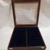 Wooden and Glass Display Case with Two Italian Velvet Trays Coin Display Stand view 3
