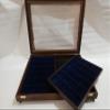 Wooden and Glass Display Case with Two Italian Velvet Trays Coin Display Stand view 4