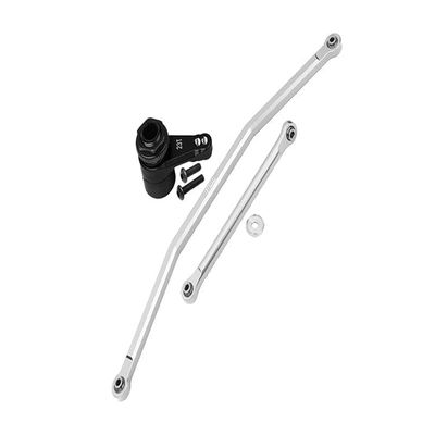 Axial 1/10 RBX10 Ryft 4WD Rock Bouncer AXI03005 Upgrade Parts Aluminum Front Steering Tie Rods + Aluminum 7075 23T Servo Horn With Built-In Spring (2 Positioning Holes) - 6Pc Set Silver