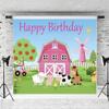 10x8FT Cartoon Farm Animals Party Backdrop Pink Barn Theme for Girl Princess Birthday Party Supplies Farm Animals Scenic Background Cow Chicken Sheep Grass Windmill Rustic Scenic Banner view 3