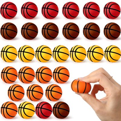 Blulu 30 Pack 1.6" Mini Basketballs Stress Ball Mini Basketball Party Favors for Kids Small Foam Sports Ball Squeeze Anxiety Relief Toy for Valentine Carnival Birthday Gift(Yellow, Orange, Brown, Red)