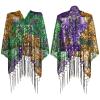 Geyoga 4 Pack Mardi Gras Costume Accessories Set Including Tassel Shawl Scarf, Masquerade Mask, Feather Glitter Headband, Dangle Earrings for Carnival Celebration Parade Dress Party view 2