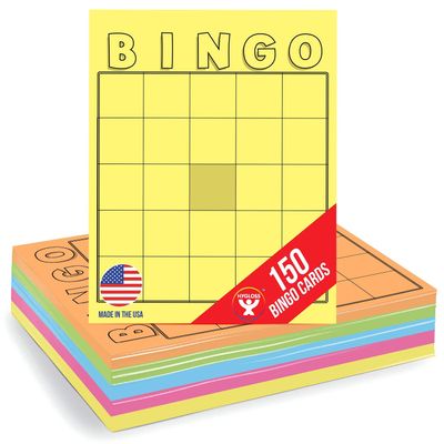 Hygloss Products Blank Bingo Cards to Write On - 150-Pack Multicolor - Large Size Bingo Sheets Disposable - Activities for Classroom, Parties, Contests, Weddings, Events & More