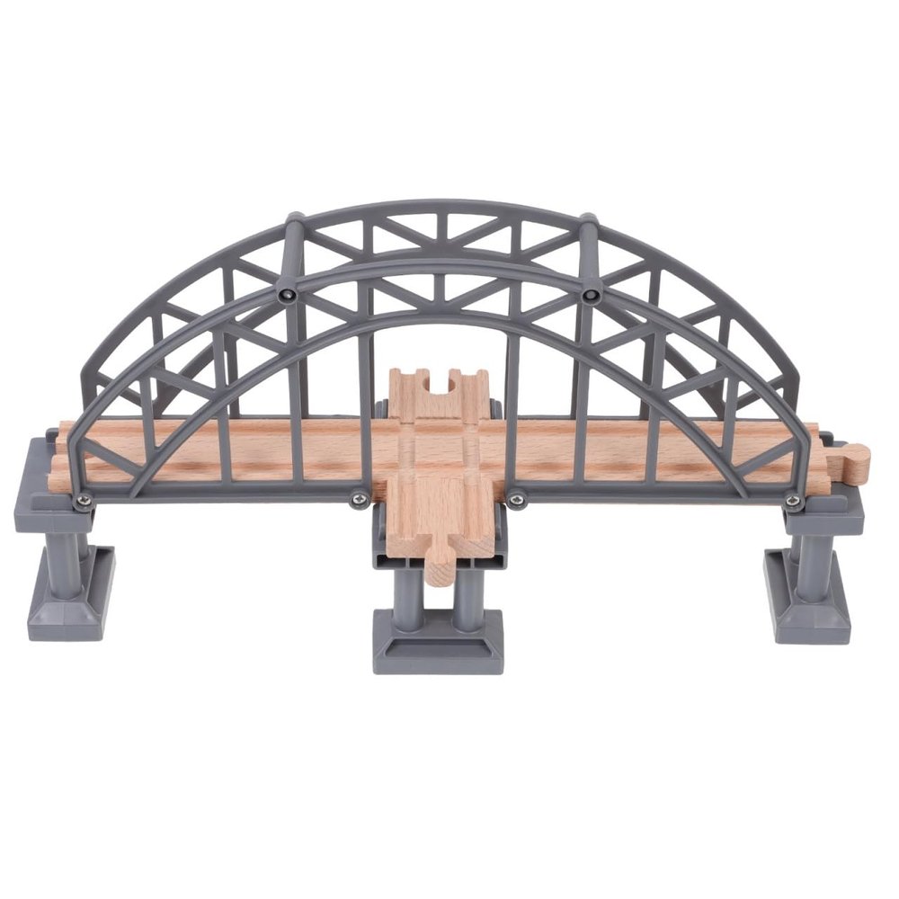 Toyvian Wooden Train Tracks Suspension Bridge Toy Wood Cross Railway Toys Train Scene Layout Props Toy Train Accessory for Kids Toddlers (Grey) Wooden Train Accessories