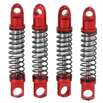 4 Set Metal Front Rear Shock Absorber, Aluminum Alloy RC Car Damper for D12 1/10 RC Car Upgrades Parts(Red)
