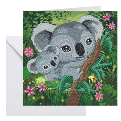 Crystal Art Diamond Painting Card Kit - Koala Hugs- Create Your Own 7"x7" Card Kit - for Ages 8 and up