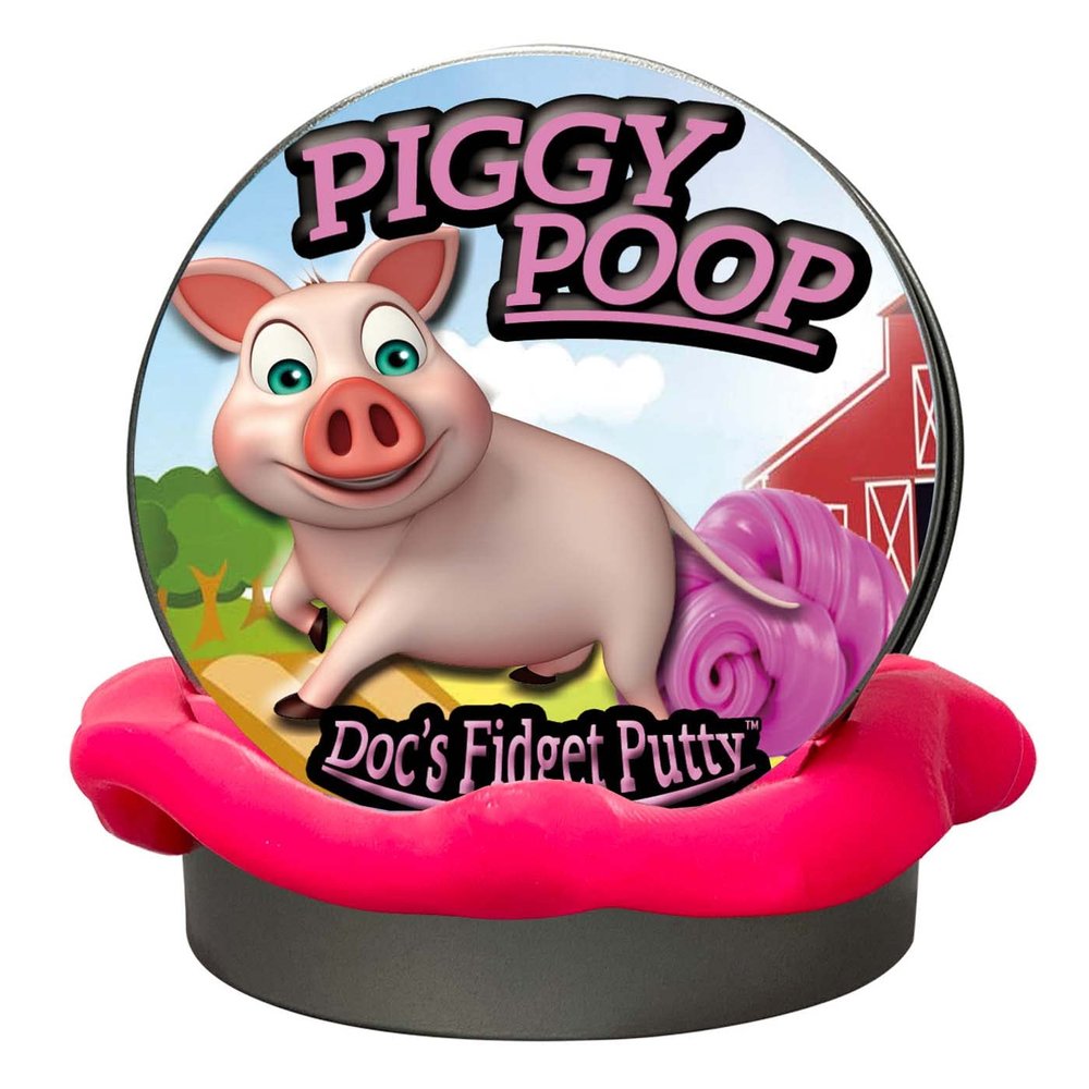 Piggy Poop Fidget Putty Stress Relief Therapy Dough Pink Therapeutic Toy in Metal Tin Funny Office, School, Home Tension Release Relaxation Putty