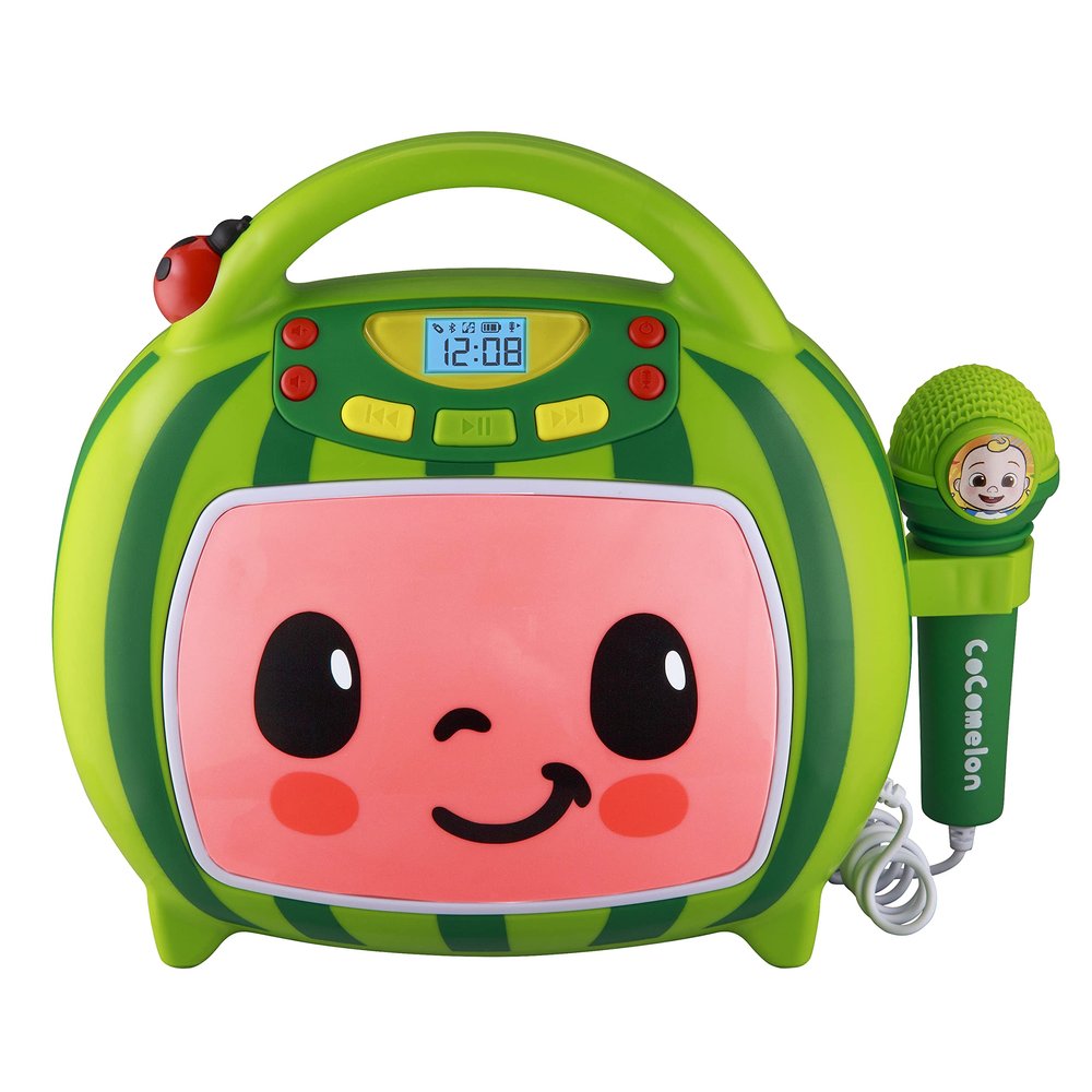eKids Cocomelon Karaoke Machine, Portable Bluetooth Party Speaker with Microphone for Kids, Built-in Cocomelon Songs and Speaker with USB Port to Play Music