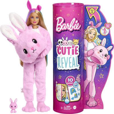 Barbie Cutie Reveal Fashion Doll with Bunny Plush Costume & 10 Surprises Including Mini Pet & Color Change