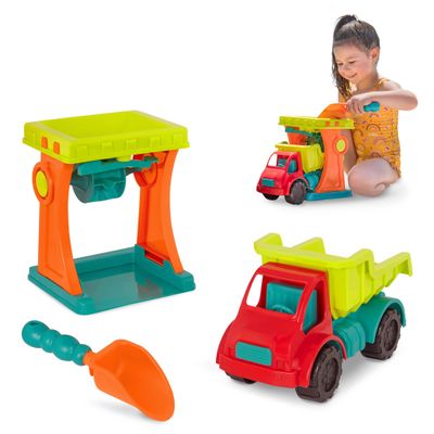 B. toys  Sandy Sifter Set  Sand Mill Playset with Dump Truck, Shovel  Sand & Beach Toys for Toddlers, Kids - 18+ Months