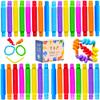 32Pack Pop Tubes, Fidget Tubes for Children and Adult Sensory Fidget Toy Set for Stress and Anxiety Relief Educational Learning Toys for Kids view 1
