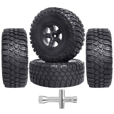 GoHobby 4.72 inches 120mm RC Short Course Tires and Wheels 12mm Hex for 1/10 Traxxas Slash 2WD Slash 4x4 Losi SCT Redcat Blackout SC, Set of 4 (Type 2)