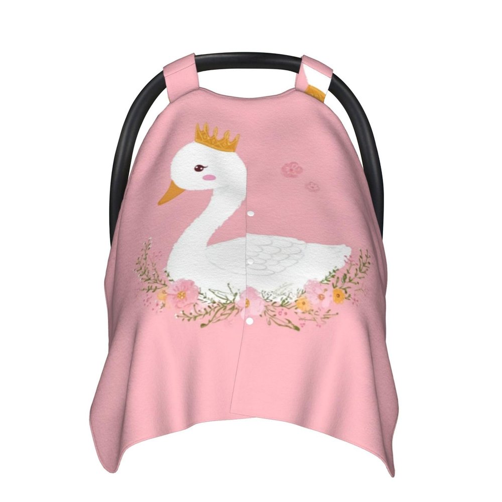 KiuLoam Cute Swan Floral Baby Car Seat Canopy, Nursing Cover Breastfeeding Scarf, Stretchy Soft Breathable Infant Carseat Cover for Babies Boys Girls